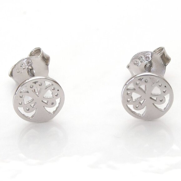 Tree Of Life Tiny Stud Earrings, Minimalist Real Sterling Silver Stamped 925 - Picture 6 of 7